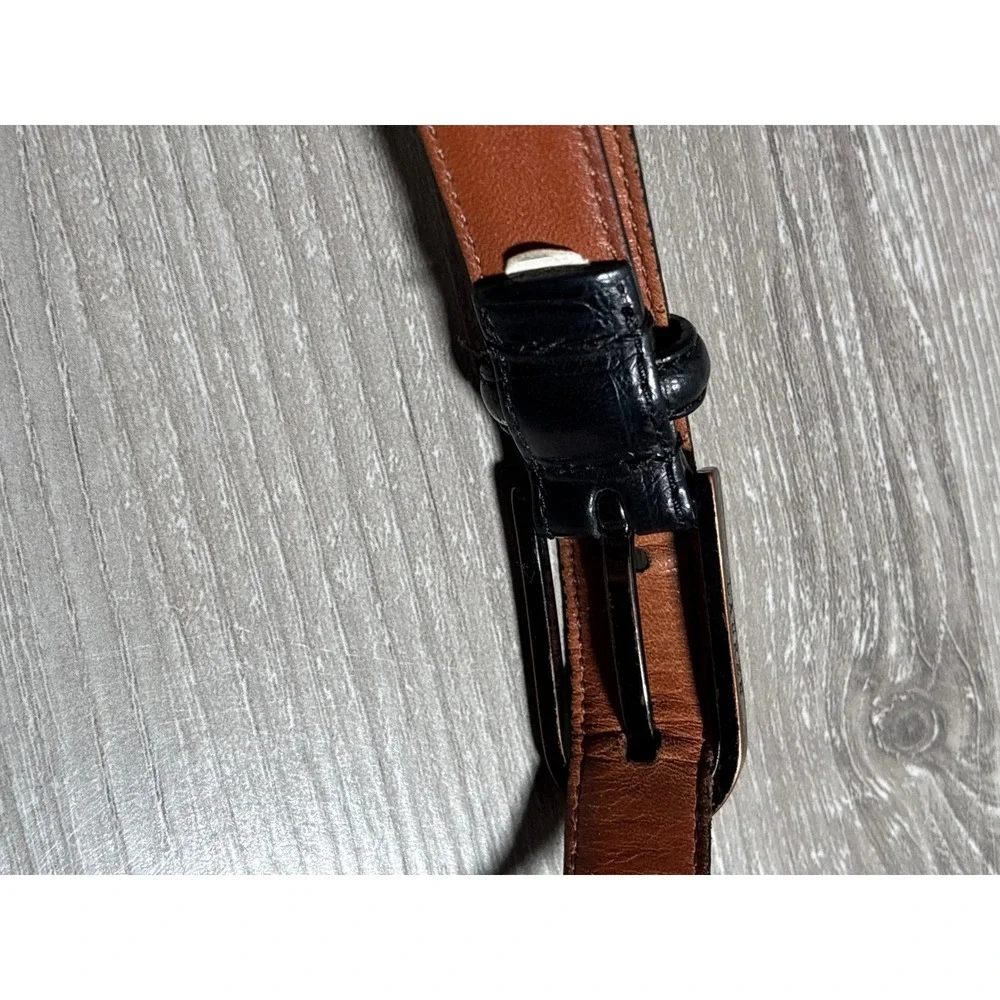 Lauren Ralph Lauren Womens Black Italian Leather Skinny Belt M Old Money Sleek